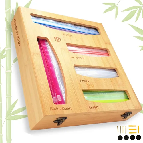 Soporte para Bolsas de Almacenamiento, Organizador de Bolsas para Cajón o Montaje en Pared, Compatible con Bolsas de Galón, Cuarto de Galón,