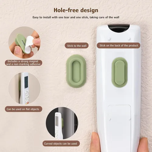 Vista 7 de XYOFUN Soporte magnético para control remoto de pared, 4 unidades, organizador autoadhesivo sin taladros para aire acondicionado y controles remotos