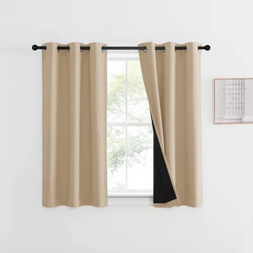 Vista 179 de NICETOWN Cortinas 100 % opacas con aislamiento térmico, panel de cortina deslizante de rendimiento que reduce el ruido con forro negro, bloqueo