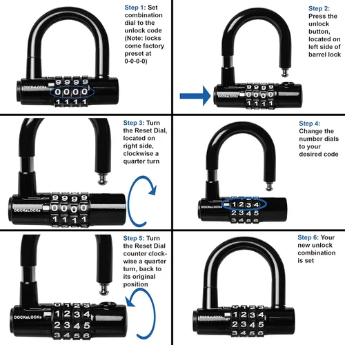 Vista 9 de DocksLocks Juego de candado de cable de seguridad (5 pies a 25 pies de longitud) – Resistente a la intemperie, extremos en bucle, en espiral