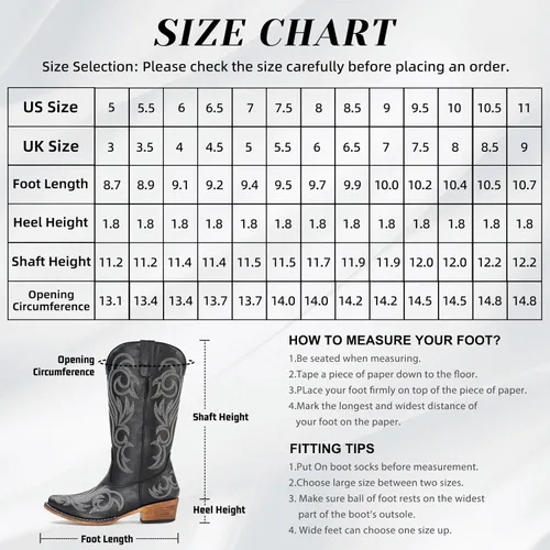 Vista 2 de IUV Botas vaqueras para mujer, botas occidentales de media pantorrilla, pestañas sin cierre, botas puntiagudas