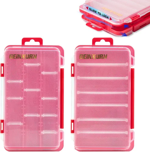 Geinxurn Organizador pequeño de piezas de almacenamiento plano, 2 piezas, caja de herramientas de plástico transparente portátil rojo con