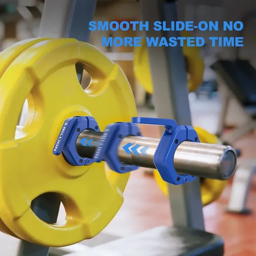 Vista 5 de Abrazaderas olímpicas de barra de 2 pulgadas (par) collares de barra para levantamiento de pesas seguro, clips de peso de liberación rápida