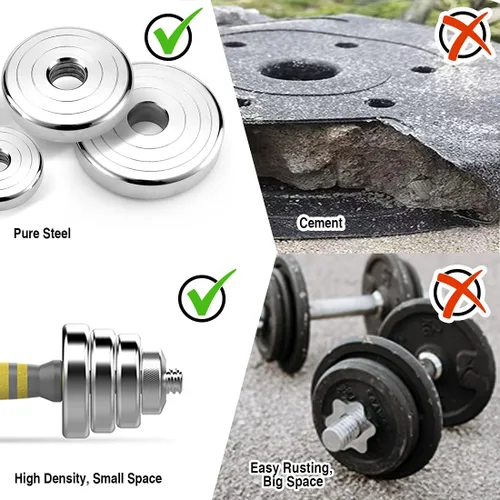 Vista 4 de PHOEROS Juego de mancuernas ajustables – Juego de pesas de 44/66/88 libras, mancuernas barra 3 en 1, par de mancuernas de acero con varilla