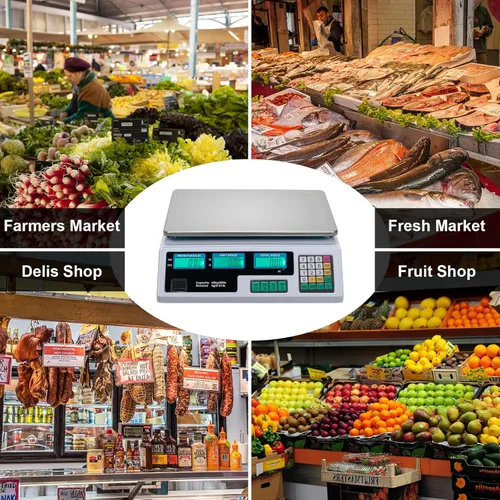 Vista 6 de ROVSUN Báscula electrónica de computación de precio comercial de 88 libras/88.2 lbs con pantalla LCD para tienda minorista, cocina, mercado