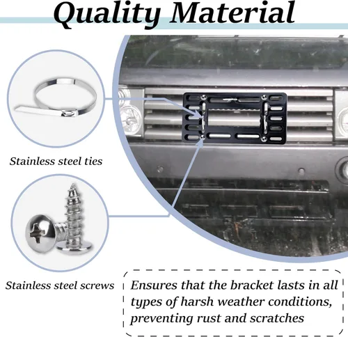 Vista 6 de Soporte para placa de matrícula, soporte frontal para matrícula, sin taladro, soporte de placa frontal sin taladro, soportes para placas