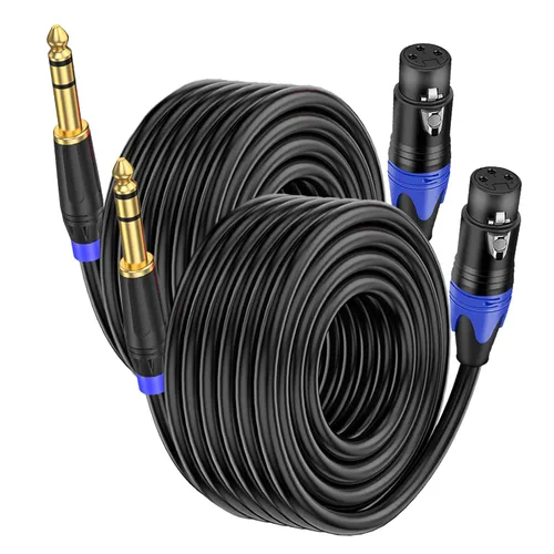 Vista 12 de Adaptador estéreo XLR a 1/4 TRS, XLR hembra a 1/4 de pulgada (0.250 in) de micrófono equilibrado, adaptador convertidor de audio estéreo