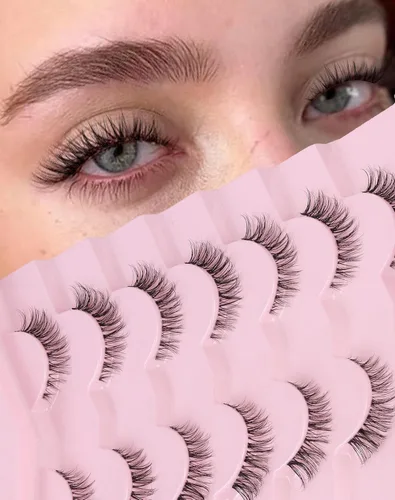 Vista 17 de Jiocolor Pestañas naturales pestañas postizas finas pestañas postizas cortas aspecto natural banda transparente pestañas postizas tira pestañas