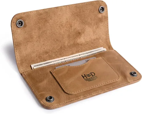Vista 9 de Hide & Drink, Billetera de doble broche, rectangular con ranura para tarjetas, bolsa de noche, accesorio de viaje, cuero de grano completo, hecho a