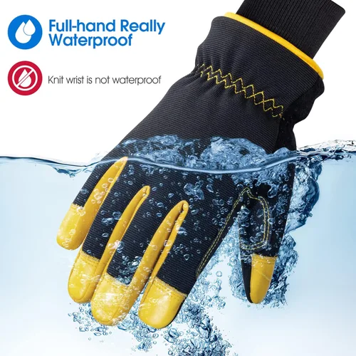 Vista 2 de Insulated Synthetic Leather Winter Work Gloves - 3M Thinsulate, Fleece-Lined, Water-Resistant