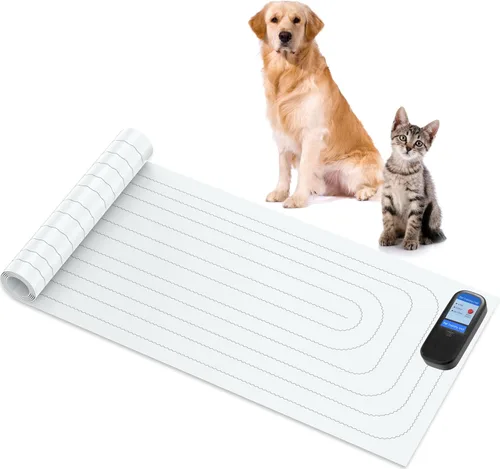 Vista 8 de scat Mat para gatos y perros – Tapete eléctrico de entrenamiento para mascotas con 3 modos, funciona con pilas, almohadilla de choque para mantener