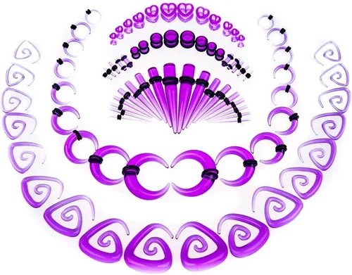 Linkning Kit de estiramiento de calibre de oreja 14G-00G acrílico Sprial Tapers Tapones expansores Conjuntos de túneles de corazón Piering Joyería