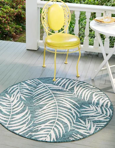 Vista 44 de Unique Loom - Tapete de la colección Outdoor Botanical, diseño de palmera (4.1 pies x 6.1 pies, rectangular, color azul/azul marino)