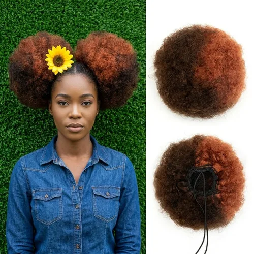 Vista 26 de isheeny Cola de caballo de cabello humano con cordón para mujeres negras, extensión de cabello humano rizado 4C, 8 pulgadas, aspecto natural, añade