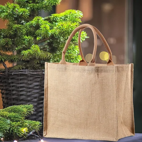 Vista 7 de Shappy Juego de 10 Bolsas de Arpillera Tipo Tote, Bolsa de Compras de Yute Arpillera Reutilizable en Blanco con Asa para Regalo de Dama de Honor
