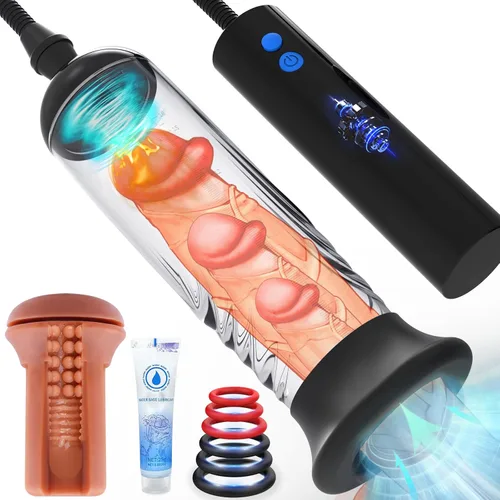 Bomba Automática de Agrandamiento de Pene para Hombres con 3 Intensidades, Juguetes Sexuales para Adultos Masculinos, Bomba de Vacío Sensual,