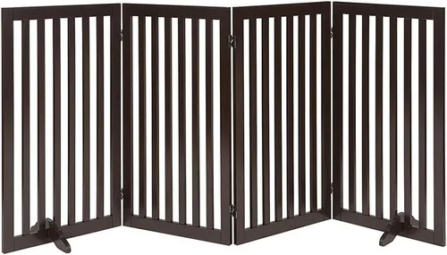 Vista 31 de unipaws Puerta para mascotas independiente de 24" de altura para perro y gato, puertas de madera para perros para entrada, escaleras, valla plegable
