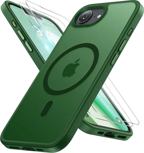 Vista 97 de Miracase - Funda magnética para iPhone 13 de 6.1 pulgadas (compatible con MagSafe) (con 2 protectores de pantalla), protección de grado militar