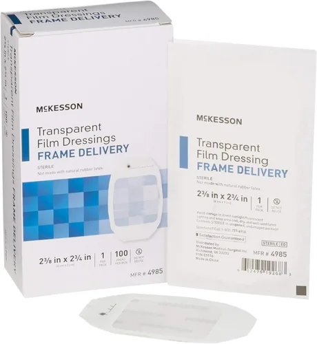 McKesson Aderezo de película transparente, estéril, entrega de marco, 2 3/8 in x 2 3/4 in, 100 unidades, 1 paquete
