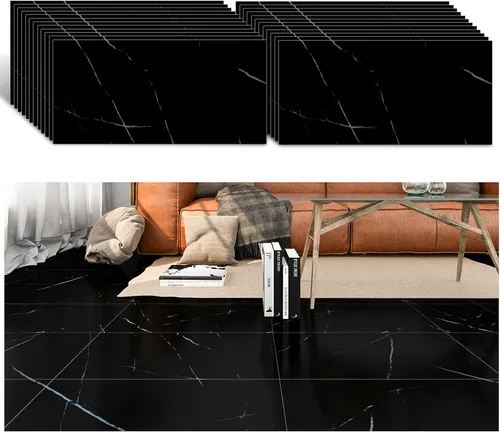 Vista 21 de VEELIKE Azulejos de vinilo de mármol marrón oscuro de 12 x 24 pulgadas, azulejos de vinilo de mármol para despegar y pegar, impermeable