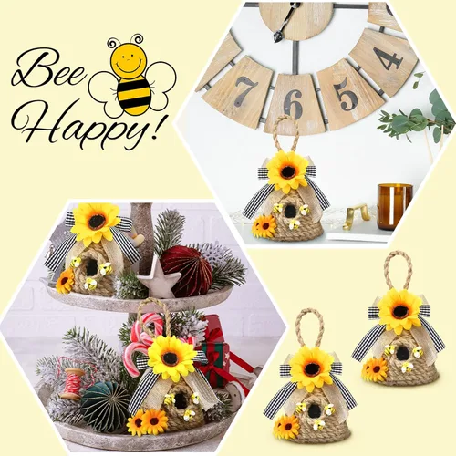 Vista 6 de 2 piezas de mini colmena de abeja decoración de colmena de abejas decoración de bandeja escalonada de primavera verano estante de abeja cuidadora