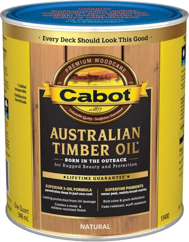 Vista 24 de Cabot Aceite de madera australiano, natural, 1 cuarto de galón