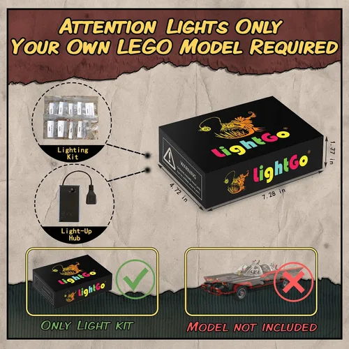 Vista 2 de LightGo Kit de iluminación LED diseñado para Batman, compatible con Lego 76328 The Classic TV Series Batmobile - No incluye modelo (versión clásica)