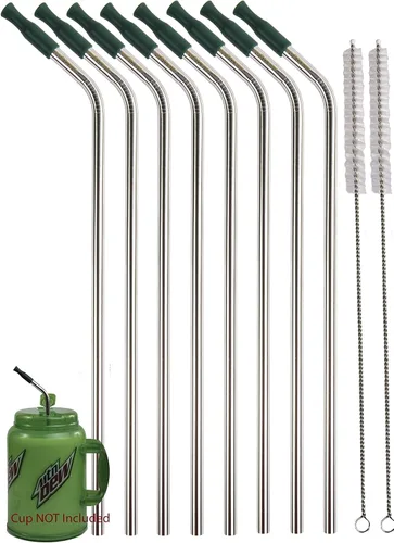 Vista 10 de 2 pajitas de acero inoxidable de 14 pulgadas de 100 onzas enormes súper largas para beber compatibles con taza de viaje aislada Whirley tazas