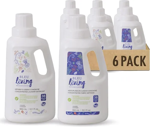 Bleu Lavande - Suavizante de telas natural y detergente líquido para ropa - 2 veces más concentrado - Aceite esencial de lavanda pura -