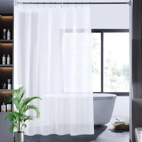 Vista 27 de Cortina de ducha corta transparente de 60 pulgadas de largo, forro de cortina de ducha corta de plástico EVA 7G, 60 pulgadas de largo para baño