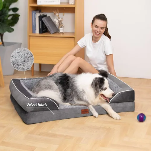 Vista 7 de Comfort Expression - Cama ortopédica para perros medianos de 30x20 pulgadas, cama impermeable de espuma de huevera para mascotas medianas