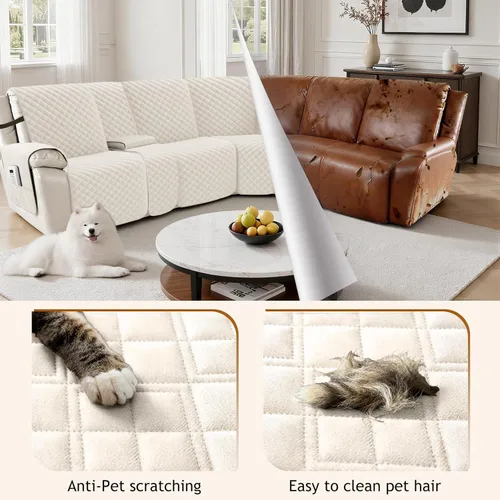 Vista 2 de Arfntevss Fundas para sofá seccional reclinable para sofá seccional en forma de L, funda antideslizante lavable para sofá reclinable con forma de L