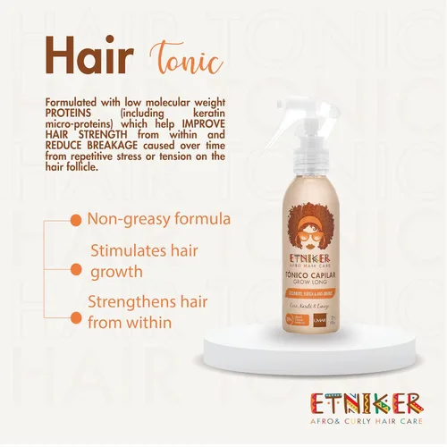Vista 5 de L'MAR - Tónico capilar ETNIKER para cabello afro, rizado y ondulado, fortalece y reduce la rotura, con coco, linaza y manteca de karité, sin