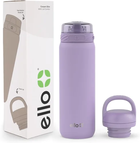 Vista 57 de Ello Cooper Twist - Botella de agua de acero inoxidable de 32 onzas con tapa para beber A prueba de fugas Doble pared y aislada al vacío Asa