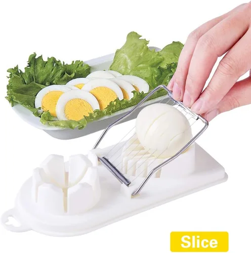 Vista 4 de Egg Slicer Cutter,2 in 1 Stainless Steel Cutting Wires Egg Slicer Multi Purpose Egg Dicer & Wedger