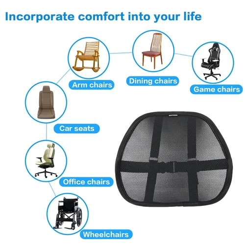 Vista 7 de Soporte lumbar para silla de oficina, paquete de 2 almohadas de apoyo lumbar para silla de automóvil, soporte de respaldo con malla transpirable