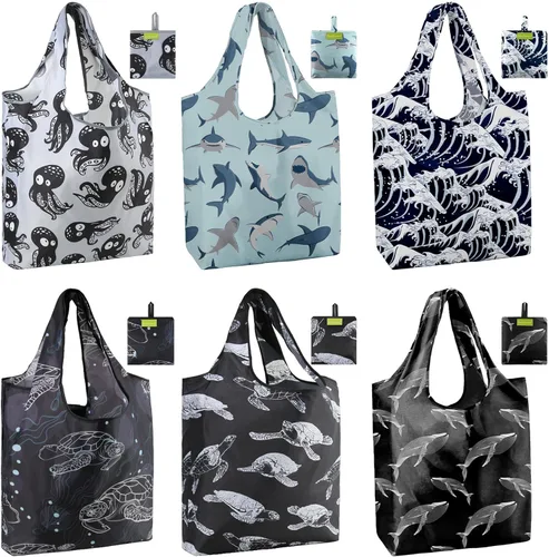 Vista 24 de Bolsas de la compra de animales reutilizables plegables bolsas de comestibles