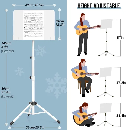 Vista 3 de Soporte para partituras y soporte de mesa de CAHAYA, con respaldo rígido y bolsa de transporte para libros, notas, laptop, tablet, color blanco