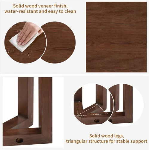 Vista 6 de LKTART Juego de mesa y sillas de bar, moderna mesa de sofá retro con taburetes, juego de mesa consola detrás del sofá, patas y separadores de madera