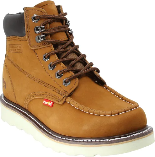 CACTUS 3611M - Botas de trabajo de piel nobuck de 6 pulgadas con cuello acolchado y plantilla de esponja, cómodas, ligeras, construcción Goodyear