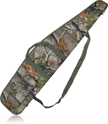 Vista 8 de AUMTISC - Funda blanda para rifle de 41/45/49 pulgadas, bolsa acolchada para escopeta con bolsillo con cremallera, correa de hombro desmontable