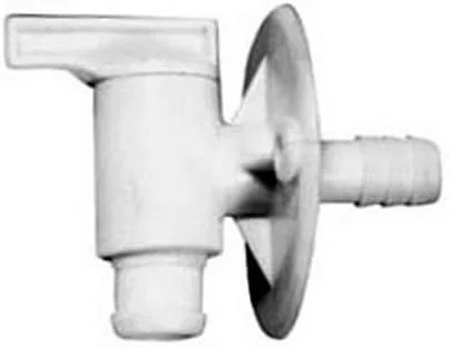 Vista 2 de Cock de drenaje de caravana con brida 1 1/2 OD Barb LaSalle Bristol 73302