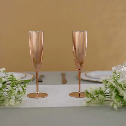 Vista 9 de Efavormart - Paquete de 6 copas de champán desechables metálicas de alta calidad de 5 onzas, oro rosa, elegantes flautas elegantes para brindis