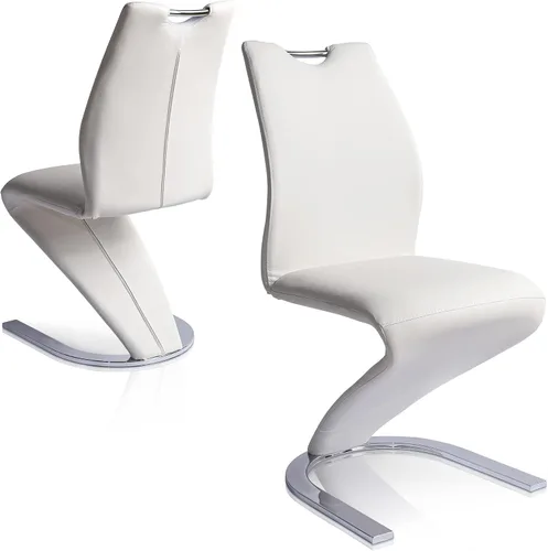 Vista 13 de Silla de comedor de piel sintética, silla de sala de estar, moderna silla auxiliar sin brazos de cocina con patas de metal (negro, juego de 2)