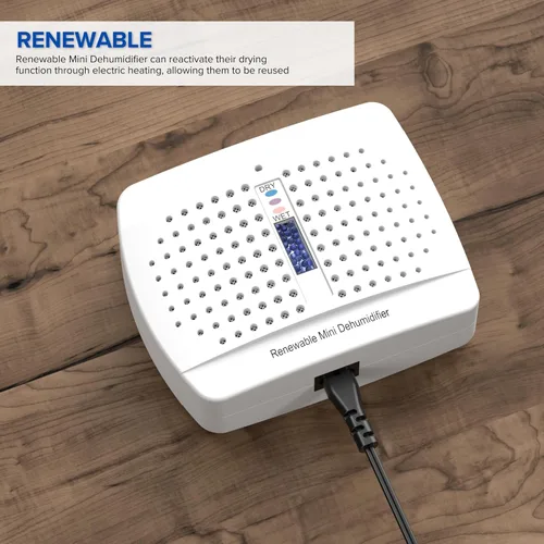 Vista 7 de Paquete de 2 deshumidificadores pequeños, absorbentes de humedad recargables, mini deshumidificadores seguros para pistola, absorbentes de humedad