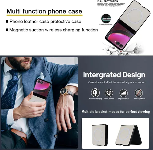 Vista 2 de Funda para Motorola Razr Plus 2023, compatible con cargador inalámbrico MagSafe Moto Razr+ 2023 Flip Phone Back Cover Slim Fit Thin Light (blanco)