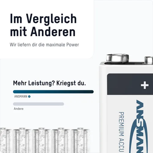 Vista 6 de ANSMANN Baterías recargables de 9 V 300 mAh precargadas de baja autodescarga NiMH batería de 9 voltios Batería de 9 V (paquete de 4)