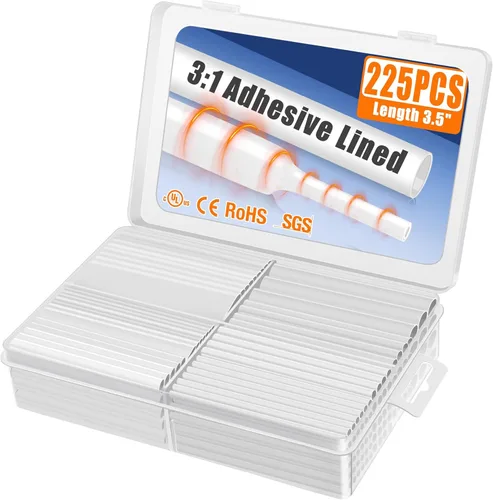 Vista 38 de XHF Tubo termorretráctil blanco impermeable de 1/4 de pulgada 3:1 con certificación UL, 20 pies, cable de alambre de grado marino, sellado