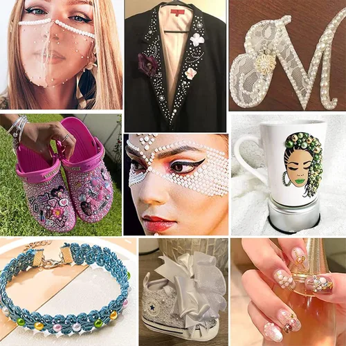 Vista 5 de 5600 perlas de parte trasera plana para manualidades, tamaños mixtos, cuentas de plástico con parte trasera plana, cuentas sueltas con lápiz