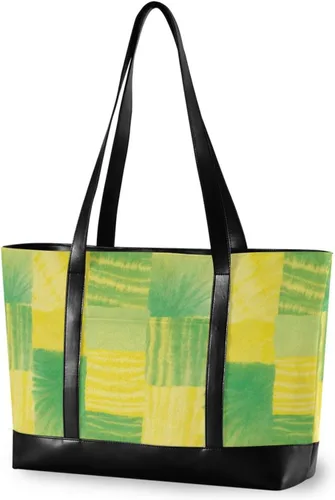 Irregular Tie-dye in Yellowish-green Sturdy 14 inch laptop bag with zipper work tote bags for women for yoga with lunch maletin ejecutivo para mujer
